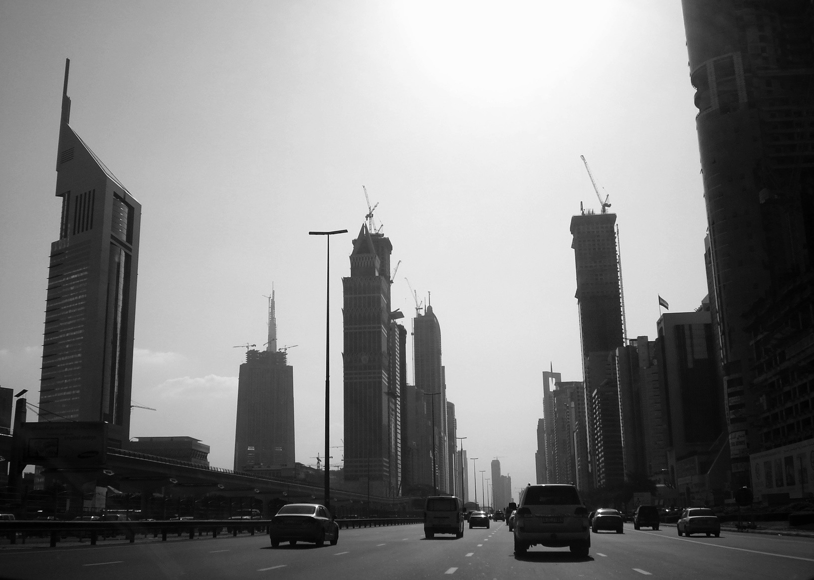 Sheikh Zayed Road with towers under construction on both sides