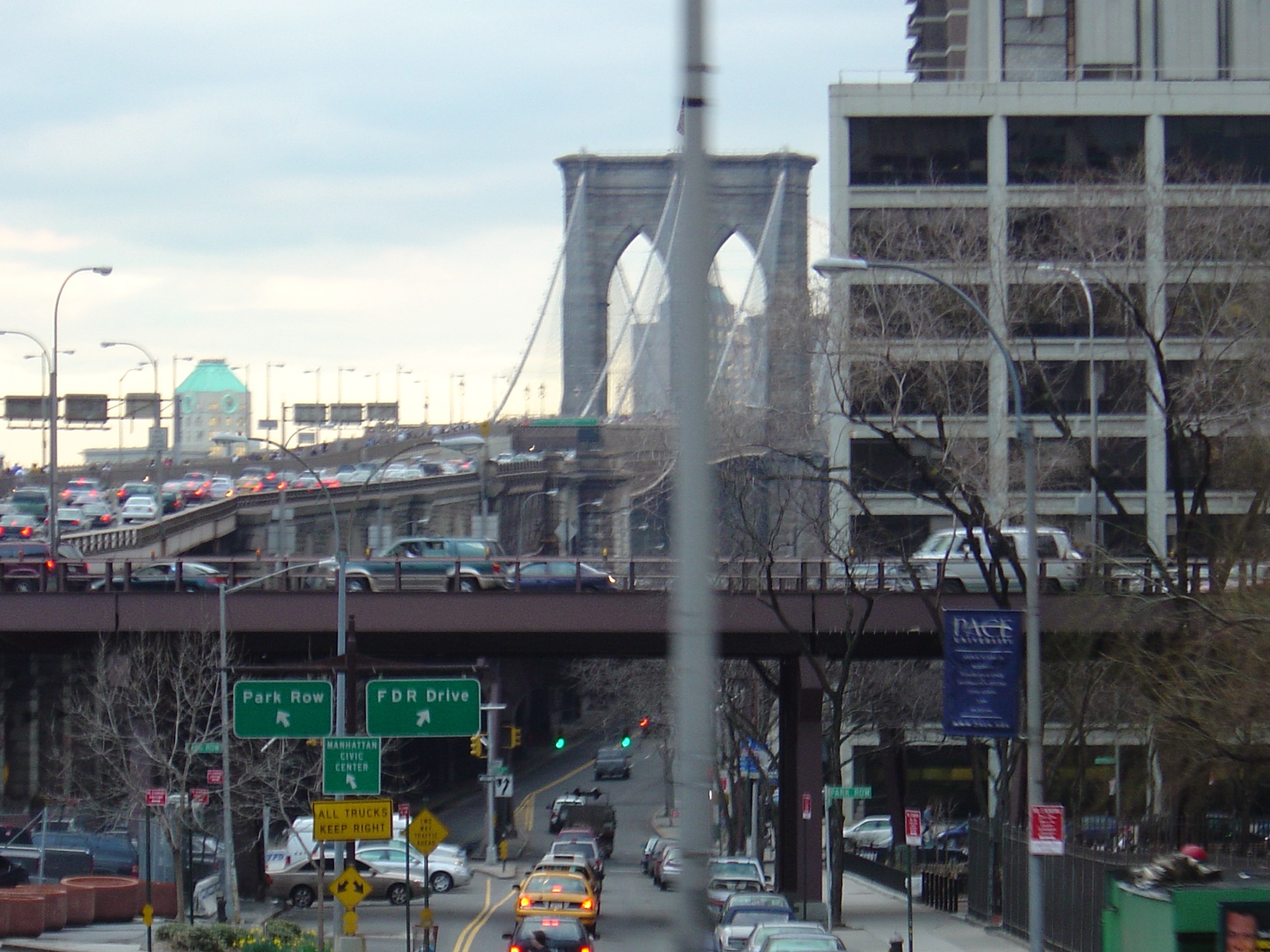 Brooklyn Bridge and traffic, New York
